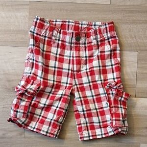 Gymboree Red and White Plaid Cargo Shorts Size 5 (H)